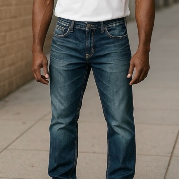 Silver Nash Heritage Men’s 36 x34 Blue Jeans Straight Leg Contrast Stitch Denim - Picture 1 of 7